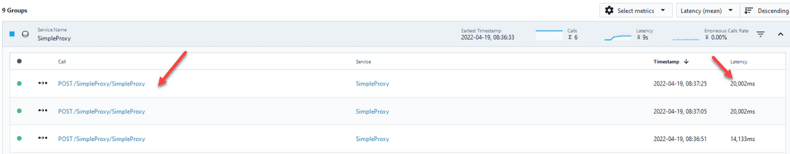 Instana latency report