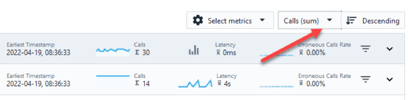 Instana select metrics