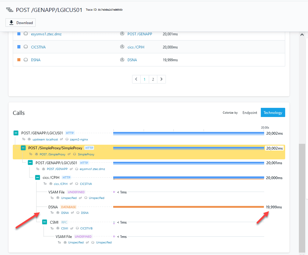 Instana latency stack drilld